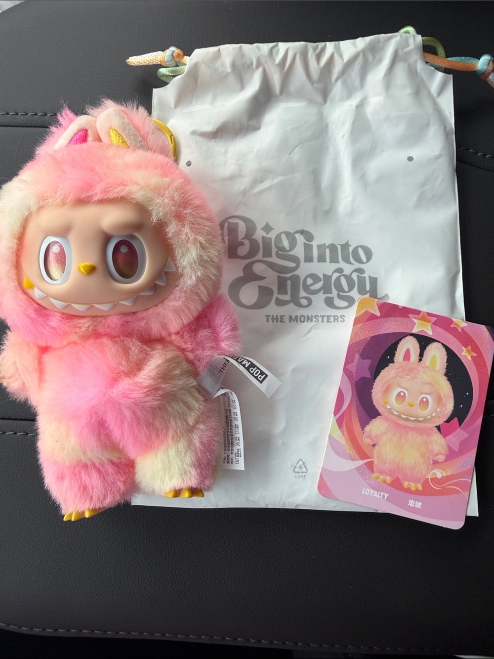 Labubu authentic from Pop Mart Big Into Energy Pink Plush Monster Keychain